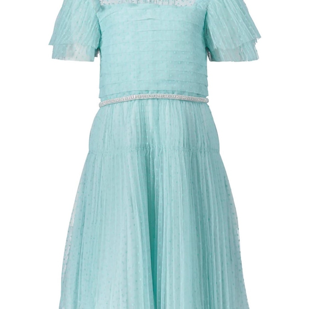 Self-Portrait Elegant Light Blue Pleated Dress